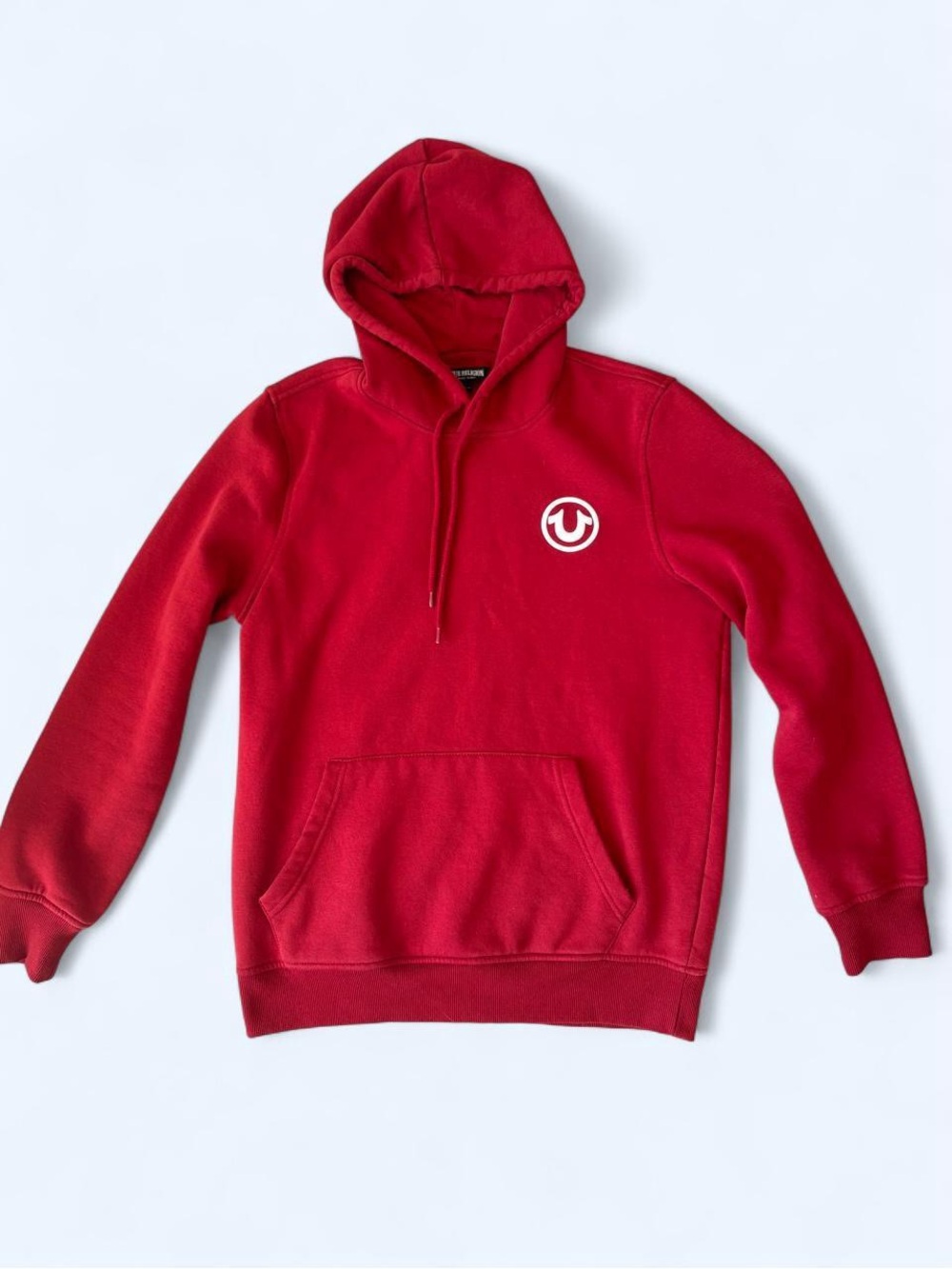 True Religion Red Pullover Hoodie with White Logo